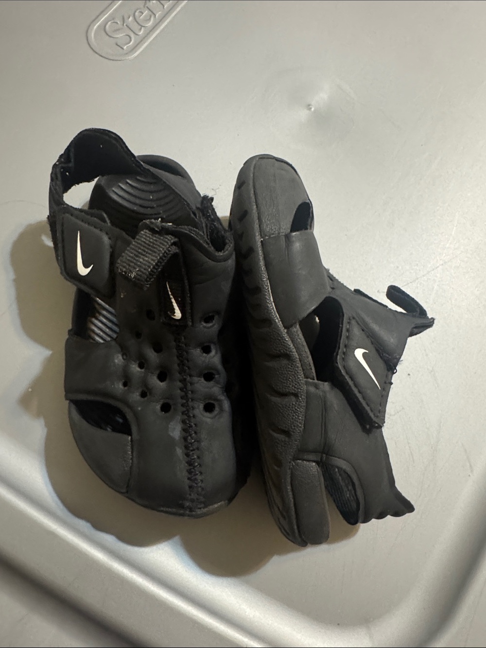 Nike Kids Black Sport Sandals with White Swoosh